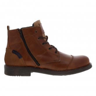 Boots Orland en cuir marron et à lacets et zip latéral