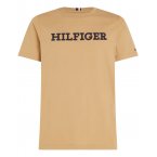 T-shirt Tommy Hilfiger coton avec manches courtes et col rond camel