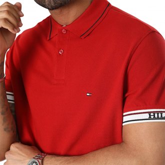 Polo Tommy Hilfiger en coton en transition avec manches courtes et col français rouge