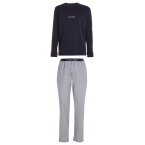 Pyjama long Calvin Klein avec manches longues et col rond bleu et gris