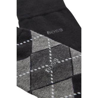 Lot de 2 paires de chaussettes Boss coton noires à carreaux gris 