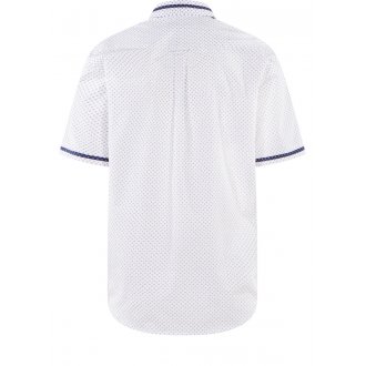 Chemise Bande Originale en coton blanc à petits losanges bleu à coupe droite
