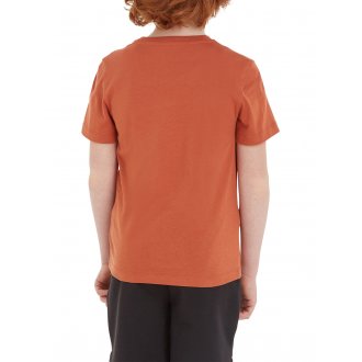 T-shirt Junior Garçon Calvin Klein coton avec manches courtes et col rond rouille