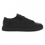 Sneakers basses Calvin Klein en cuir noir à semelle vulcanisée, lacets et zip latéral