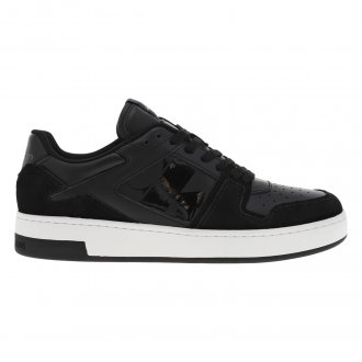 Sneakers tennis Calvin Klein en cuir noir à semelle blanche semi-compensée et lacets plats