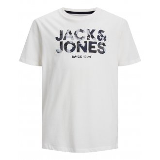 T-shirt Junior Garçon Jack & Jones James avec manches courtes et col rond blanc