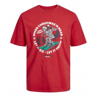 T-shirt Jack & Jones avec manches courtes et col rond rouge