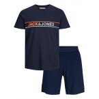 Pyjama Jack & Jones avec manches courtes et col rond bleu marine