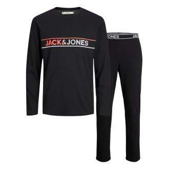Pyjama Jack & Jones avec manches longues et col rond noir