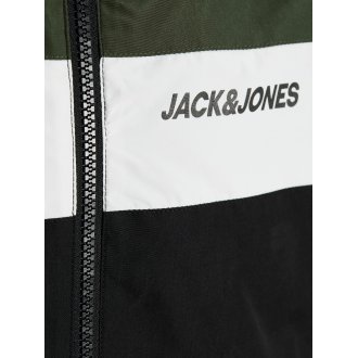 Blouson Junior Garçon Jack & Jones avec manches longues et col à capuche vert kaki