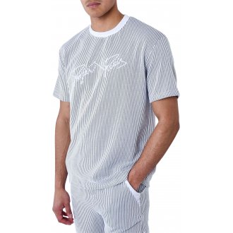 T-shirt col rond Project X avec manches courtes gris rayé