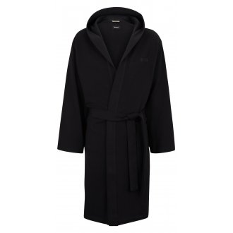 Robe de chambre Boss coton avec manches longues et col à capuche noire