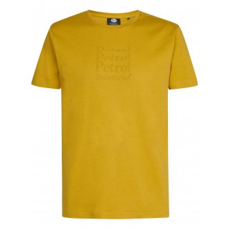 T-shirt Petrol Industries coton avec manches courtes et col rond moutarde