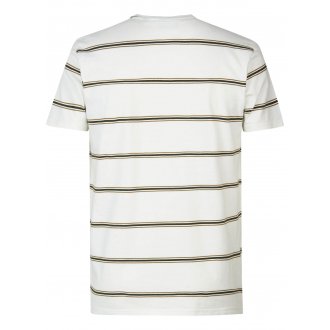T-shirt Petrol Industries coton avec manches courtes et col rond blanc rayé