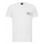 T-shirt Boss coton avec manches courtes et col rond blanc