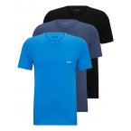 Lot de 3 T-shirts Boss coton avec manches courtes et col rond bleus