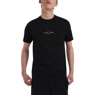T-shirt Fred Perry coton avec manches courtes et col rond noir
