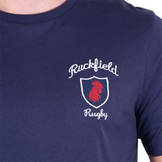 T-shirt Ruckfield coton biologique avec manches courtes et col rond marine