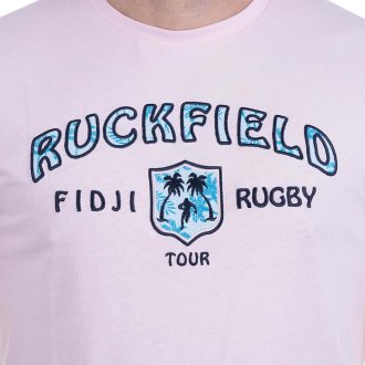 T-shirt Ruckfield coton biologique avec manches courtes et col rond rose