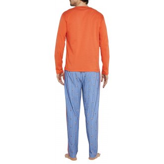 Pyjama long Arthur coton avec manches longues et col V orange