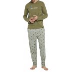 Pyjama long Arthur coton avec manches longues et col V kaki