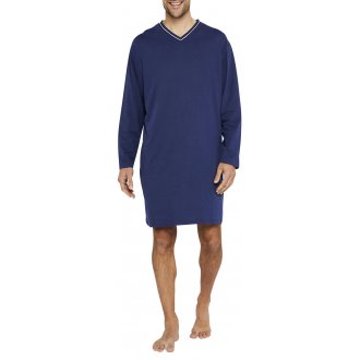 Pyjama Arthur coton avec manches longues et col V marine