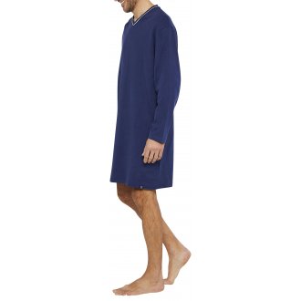 Pyjama Arthur coton avec manches longues et col V marine