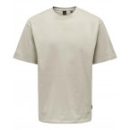 T-shirt Only&Sons coton avec manches courtes et col rond écru