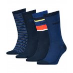 Coffret 4 paires de chaussettes hautes Levi's® en coton stretch bleu marine et rayées