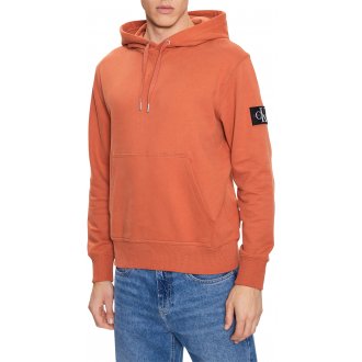 Sweat à capuche Calvin Klein coton avec manches longues et col à capuche orange