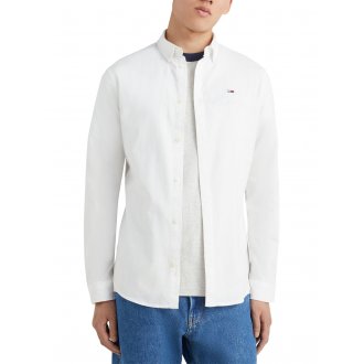 Chemise droite à col français Tommy Jeans en coton blanc