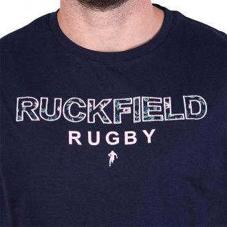 T-shirt Ruckfield coton avec manches courtes et col rond bleu marine