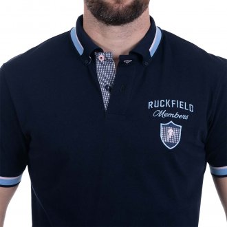 Polo Ruckfield coton avec manches courtes et col boutonné bleu marine