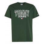 T-shirt Tommy Jeans en coton avec manches courtes et col rond vert sapin