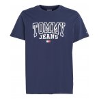 T-shirt Tommy Jeans en coton avec manches courtes et col rond bleu marine