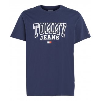 T-shirt Tommy Jeans en coton avec manches courtes et col rond bleu marine