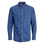 Chemise Premium en coton avec manches longues et col boutonné brut en jean