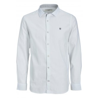 Chemise Premium en coton avec manches longues et col italien blanche