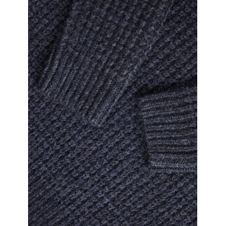 Pull col ras du cou Premium en laine mélangée avec manches longues bleu marine jersey endroit