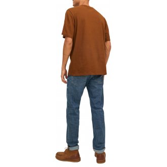 T-shirt col rond Premium en coton biologique avec manches courtes camel