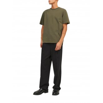T-shirt col rond Premium en coton biologique avec manches courtes vert kaki