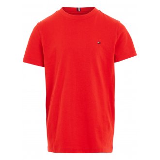 T-shirt Junior Garçon Tommy Hilfiger coton avec manches courtes et col rond rouge