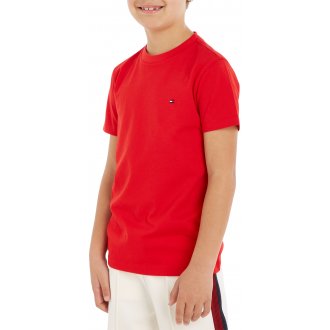 T-shirt Junior Garçon Tommy Hilfiger coton avec manches courtes et col rond rouge