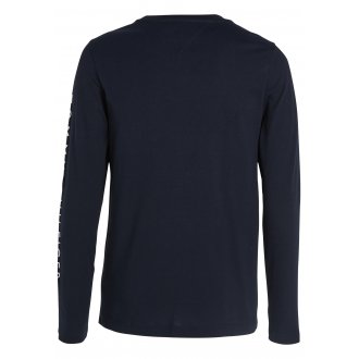 T-shirt Tommy Hilfiger coton avec manches longues et col rond marine