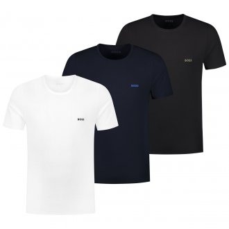 T-shirts Boss en coton avec manches courtes et col rond multicolore, lot de 3