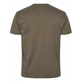 T-shirt col rond North 56°4 en coton avec manches courtes vert kaki chiné
