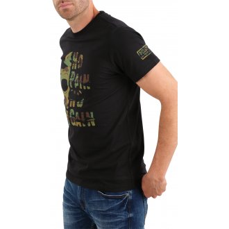 Tee-shirt à col rond et coupe droite Deeluxe en coton noir imprimé camouflage