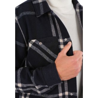 Chemise avec un col français et une coupe droite Deeluxe bleu marine imprimé tartan
