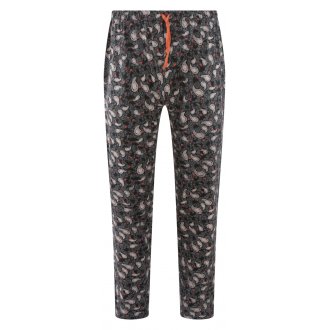 Pyjama long Christian Cane coton avec manches longues et col v brique fleuri