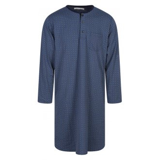 Pyjama Tee-shirt long Christian Cane coton avec manches longues et col tunisien marine
